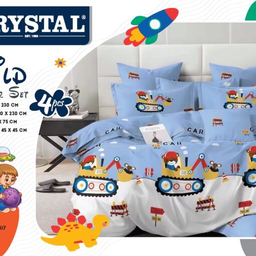 COMFORTER FOR KIDS 4 PCS Comforter Set is made from a durable cotton blend fabric single blue child crystal سمارت-اطفال-طقم لحاف