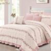 100% Cotton Bedspread with Filling 8 Pieces single king wedding high quality الدفيء و الفخامة لحاف بحشوة شرشف مطاط غطاء مخدة وسادة كوشن light-pink