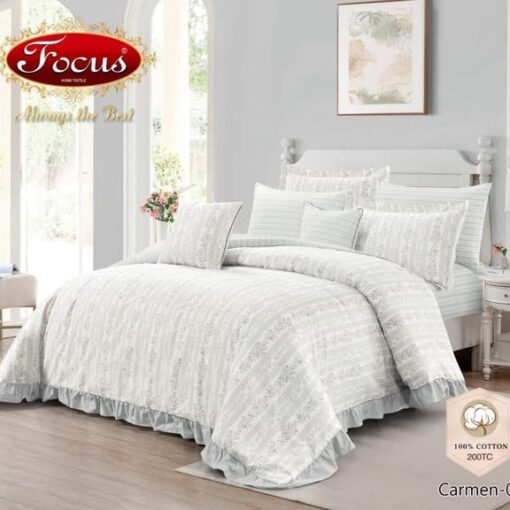 100% Cotton Bedspread with Filling 8 Pieces single king wedding high quality الدفئ و الفخامة لحاف بحشوة شرشف مطاط غطاء مخدة وسادة كوشن white