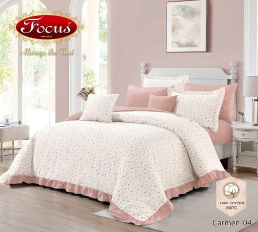 100% Cotton Bedspread with Filling 8 Pieces single king wedding high quality الدفئ و الفخامة لحاف بحشوة شرشف مطاط غطاء مخدة وسادة كوشن white pink