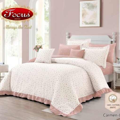 100% Cotton Bedspread with Filling 8 Pieces single king wedding high quality الدفئ و الفخامة لحاف بحشوة شرشف مطاط غطاء مخدة وسادة كوشن white pink