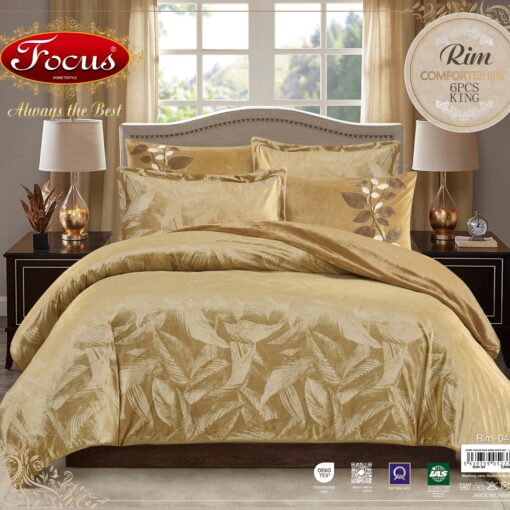 COMFORTER VELVET HIGH QUALITY 6 PCS Soft, velvet, comfort bed set ,classic and modern body friendly king mustard مفرش مخمل فخم يصلح للعرائس و عملي في نفس الوقت.