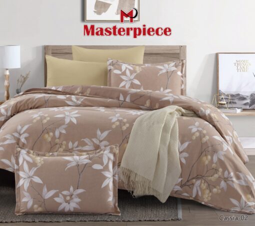 COMFORTER COTTON Master Piece comforter, sheet, A pillow sham Hypoallergenic, Comfortable, Functional, Classic, Durable King size مقاس كينج light-brown