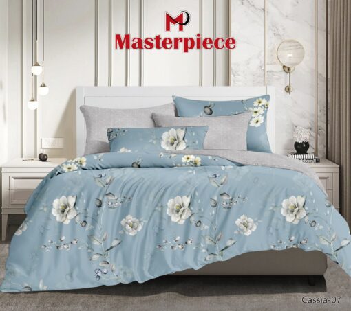 COMFORTER COTTON Master Piece comforter, sheet, A pillow sham Hypoallergenic, Comfortable, Functional, Classic, Durable King size مقاس كينج light-blue heavenly