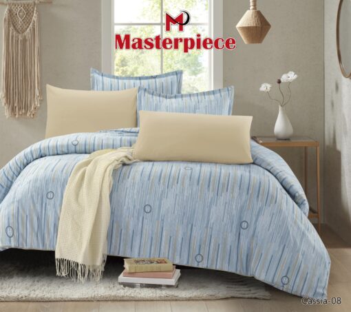 COMFORTER COTTON Master Piece comforter, sheet, A pillow sham Hypoallergenic, Comfortable, Functional, Classic, Durable King size مقاس كينج light-blue heavenly