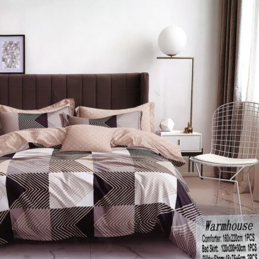 COMFORTER COTTON UROPIAN DESIGN 4 PCS cotton single Multicolor brown الطراز الحديث والراحة السهلة طقم لحاف- سمارت