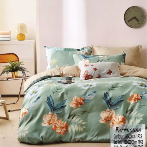 COMFORTER COTTON UROPIAN DESIGN 4 PCS cotton-single Multicolor-lightgreen الطراز الحديث والراحة السهلة طقم لحاف- سمارت