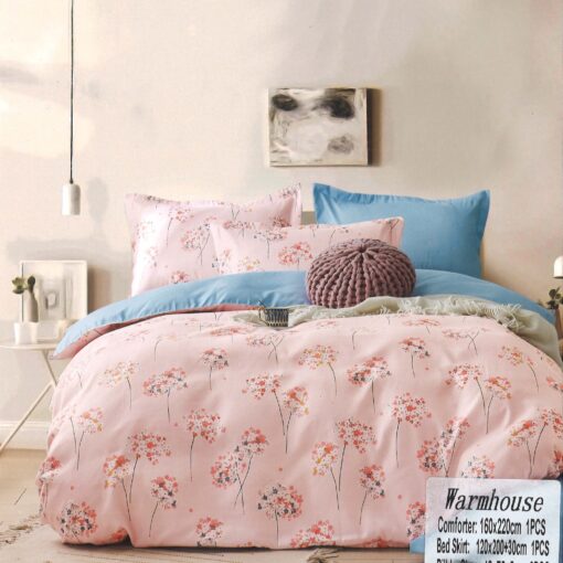 COMFORTER COTTON UROPIAN DESIGN 4 PCS cotton-single pink blue الطراز الحديث والراحة السهلة طقم لحاف - مريح في الوانه - سمارت