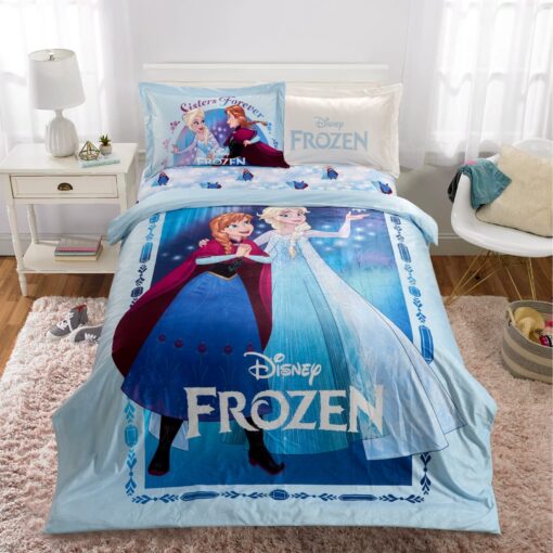 VELVET COMFORTER FOR KIDS 4 PCS Model Fea-Com-Kids Brand: Feature Design-Frozen light-Blue Smart, Velvet, Kids, Comforter Set, single, طقم لحاف , سمارت , مخمل, أطفال,